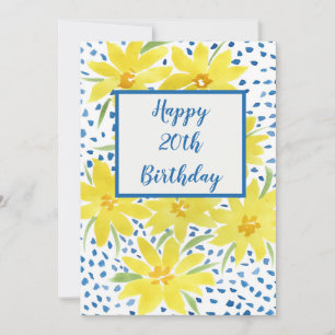 Bouquet de marguerites jaunes points bleus personn