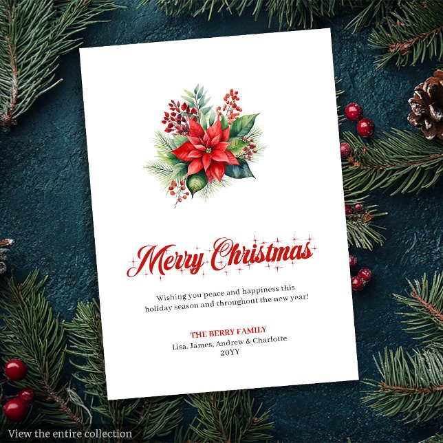 Bouquet de Noël botanique imprimable carte de vœux (Botanical Christmas Bouquet Printable Greeting Card

)