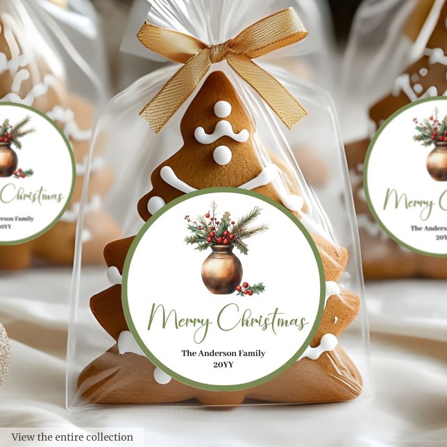 Bouquet de Noël rustique bohème Autocollant neutre (Bohemian Rustic Christmas Bouquet Neutral Sticker)