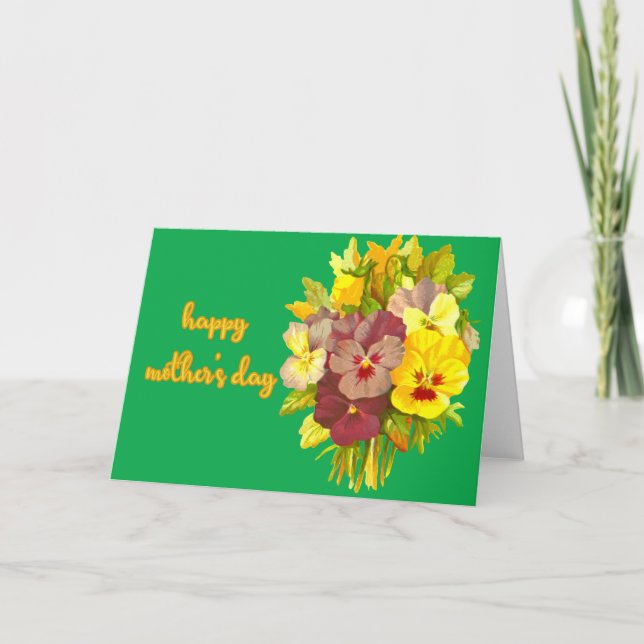 Bouquet de Pansies Carte de fête des mères (Devant)