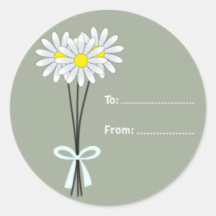 Bouquet de pâquerettes blanches sur autocollant ro