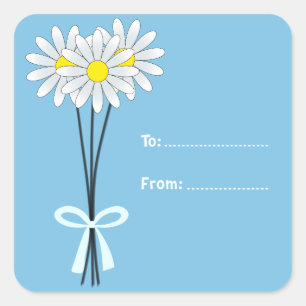 Bouquet de pâquerettes blanches sur un autocollant