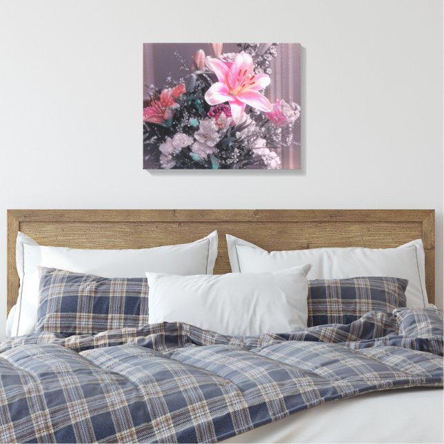 Bouquet de perles Lily roses toile enveloppée (Insitu(Chambre))