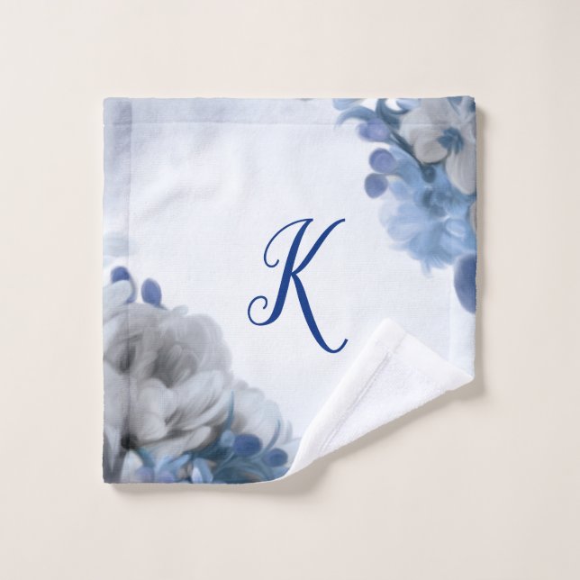 Bouquet de pivoines - Bleu & Gris - Serviette de t (Gant de toilette)