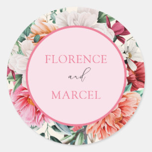 Bouquet de printemps en Sticker Mariage rose et iv
