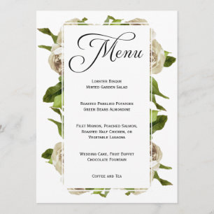 Bouquet de Rose blanche Mariage à fleurs menu