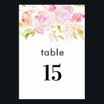 Bouquet de roses à l'aquarelle Numéro de table<br><div class="desc">Les roses à l'aquarelle rose pâle et crème mettent en valeur cette collection. La suite de mariage complète est disponible ici https://www.zazzle.com/collections/boho_watercolor_blooms-119684716733349178</div>