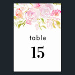 Bouquet de roses à l'aquarelle Numéro de table<br><div class="desc">Les roses à l'aquarelle rose et crème mettent en valeur cette collection. La suite de mariage complète est disponible ici https://www.zazzle.com/collections/boho_watercolor_blooms-119684716733349178</div>