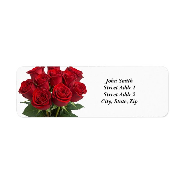Bouquet de Roses Adresse de retour Étiquette (Devant)