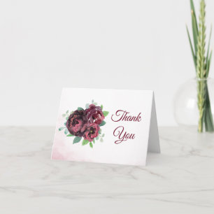 Bouquet de roses bordeaux Carte de remerciements d