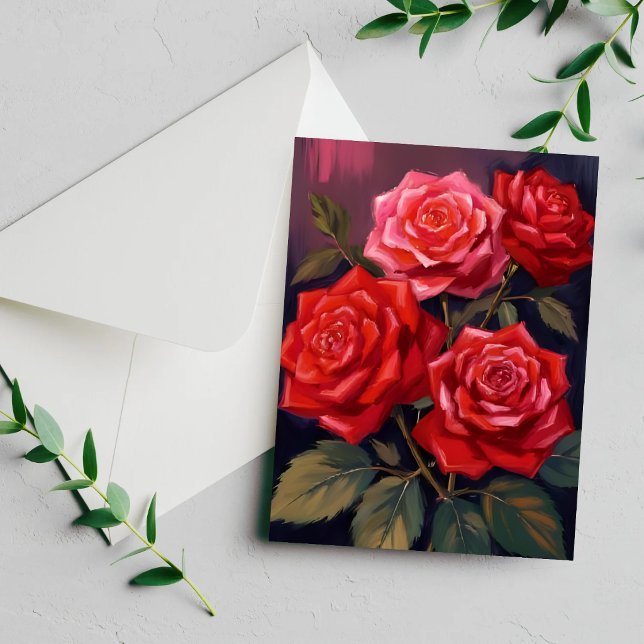 Bouquet de roses | Carte de peinture à l'aquarelle (Créateur téléchargé)