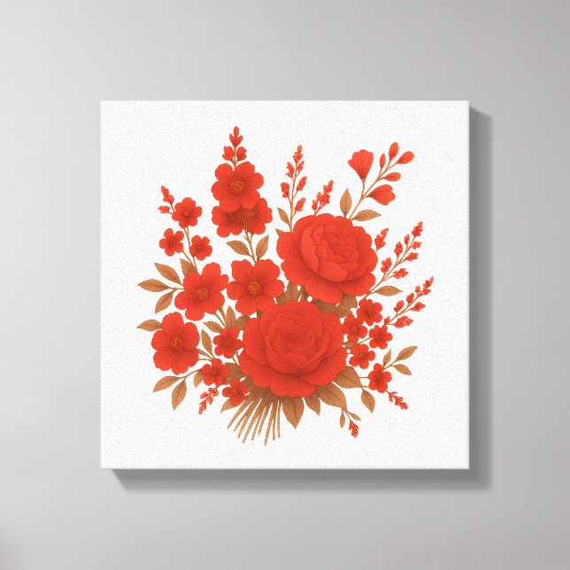 Bouquet de roses élégant floral rouge - Impression (Recto)