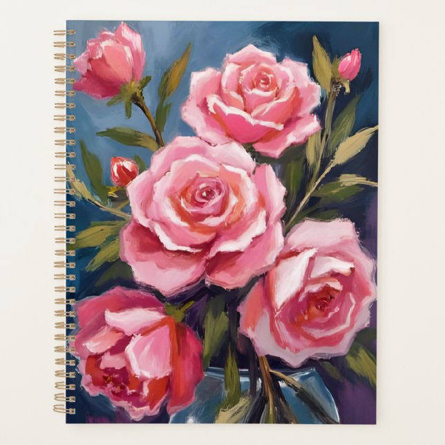 Bouquet de roses rose blush peinture (Devant)
