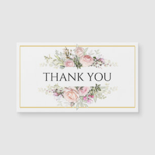 Bouquet de roses roses avec élégant Merci de scrip