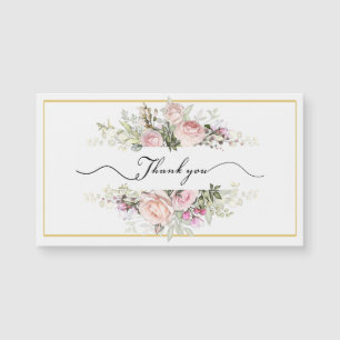 Bouquet de roses roses avec élégant Merci de scrip