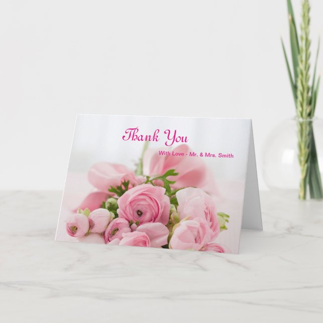 Bouquet de roses roses Merci (Devant)