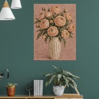 Bouquet de roses rouge pastel Art mural vintage |