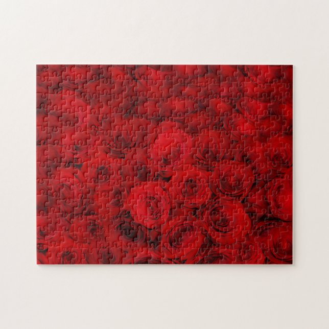 Bouquet de roses rouges foncées Puzzle (Horizontal)
