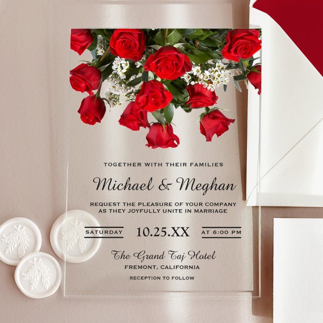 Bouquet de roses rouges romantiques Invitation de  (Créateur téléchargé)
