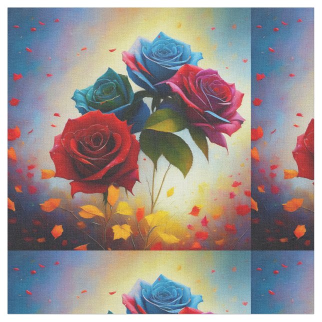 Bouquet de roses tricolore, tissu (Fermer)