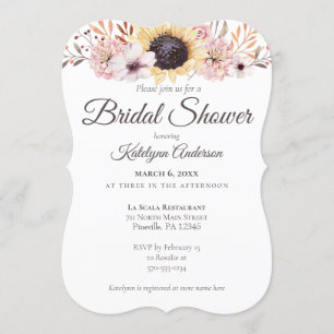 Bouquet de tournesol Invitations de douche nuptial