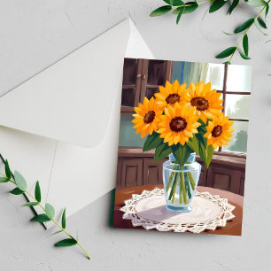 Bouquet de tournesols Carte aquarelle jaune peinte