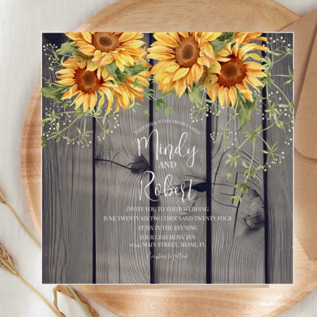 Bouquet de tournesols rustique aquarelle mariage   (Créateur téléchargé)