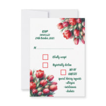 Bouquet de tulipes rouges vibrantes aquarelle RSVP