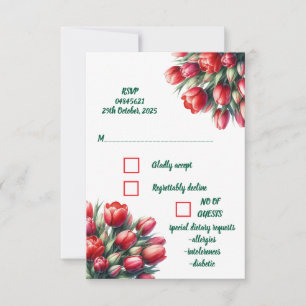 Bouquet de tulipes rouges vibrantes aquarelle RSVP