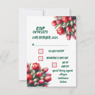 Bouquet de tulipes rouges vibrantes aquarelle RSVP