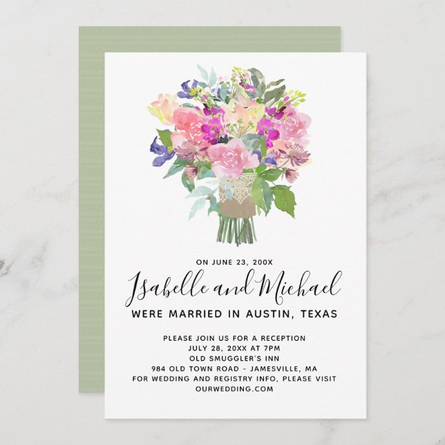 Bouquet d'été Elopement Réception Invitation (Devant / Derrière)