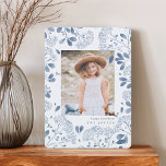 Bouquet d'hiver | CARTE PHOTO HANOUKKA<br><div class="desc">L'élégant Hanoukka carte photo présente une photo verticale ou portrait préférée entourée d'une bordure de délicat feuillage botanique bleu et de minuscules fleurs d'aquarelle. Votre salutation de vacances personnalisée et le nom de famille ou les noms apparaissent sous votre photo en lettres grises chic. Personnalisez le dos avec deux photos...</div>