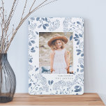 Bouquet d'hiver | CARTE PHOTO HANOUKKA<br><div class="desc">L'élégant Hanoukka carte photo présente une photo verticale ou portrait préférée entourée d'une bordure de délicat feuillage botanique bleu et de minuscules fleurs d'aquarelle. Votre salutation de vacances personnalisée et le nom de famille ou les noms apparaissent sous votre photo en lettres grises chic. Personnalisez le dos avec deux photos...</div>
