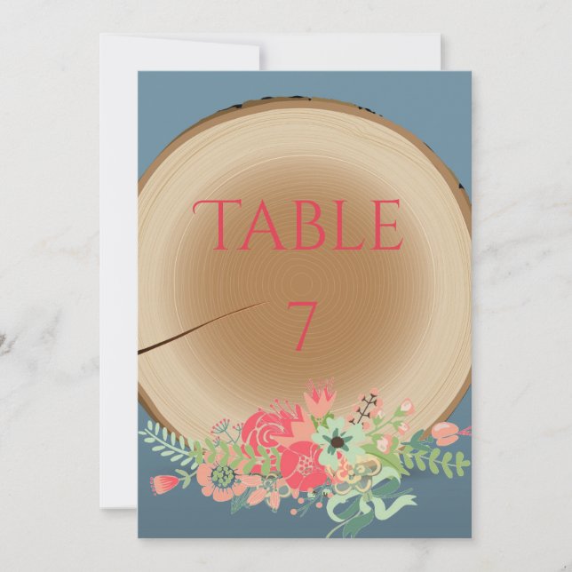 Bouquet en bois rustique - Numéro de table (Devant)