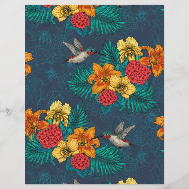 Bouquet et colibris tropicaux (Devant)