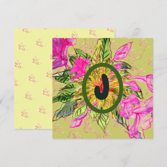 Bouquet et lettre de fleurs de baume rose (Devant / Derrière)