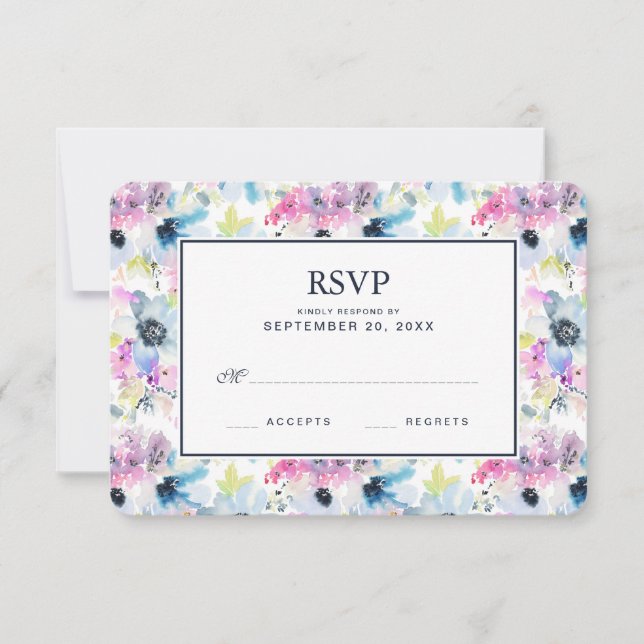 Bouquet floral aquarelle - Mariage RSVP (Devant)