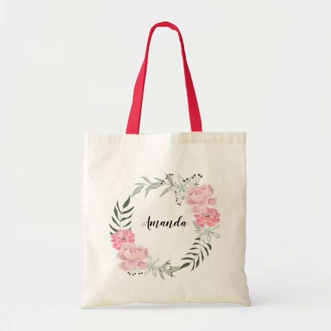 Bouquet floral aquarelle, sac fourre-tout personna (Devant)