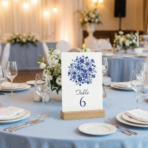Bouquet Floral Bleu Numéro de Table de Mariage