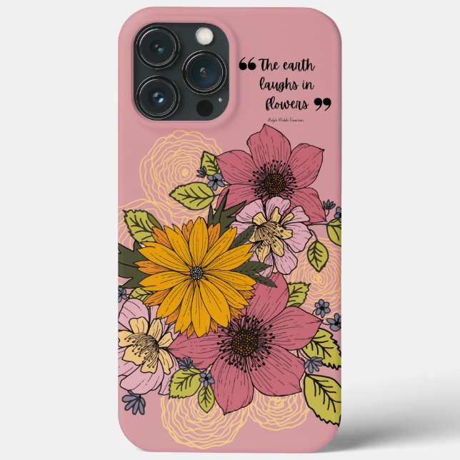 Bouquet floral clair sur coque iphone rose (Verso)