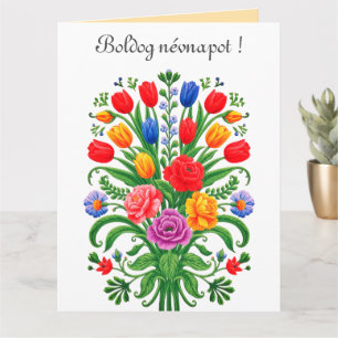 Bouquet floral coloré - Carte de fête de nom