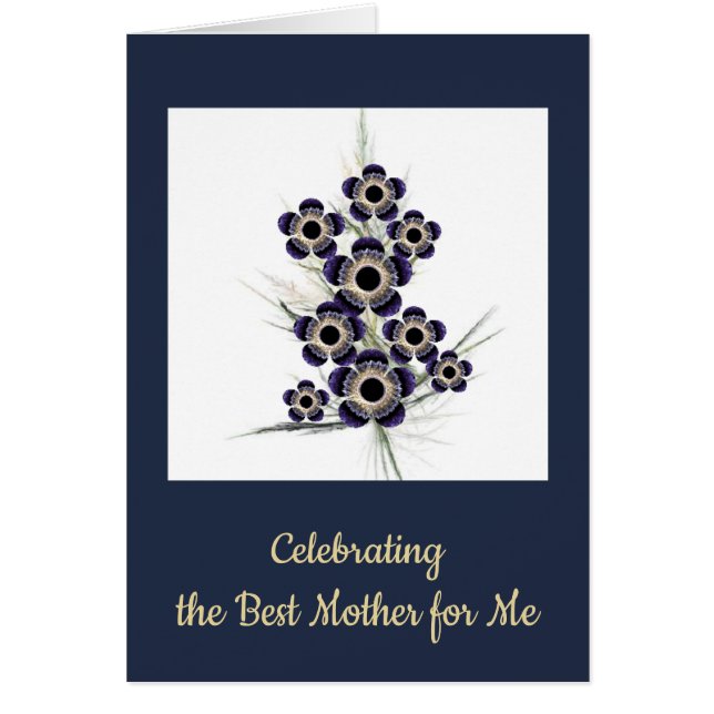 Bouquet floral d'art fractal bleu et or (Devant)