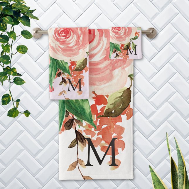 Bouquet floral de fleurs printanières rose blush m (In situ Bathroom wall)