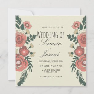 Bouquet floral dessiné à la main Mariage vintage