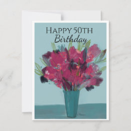 Bouquet floral en Turquoise & Rose Joyeux 50e anni