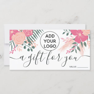Bouquet floral fille certificat cadeau logo beauté