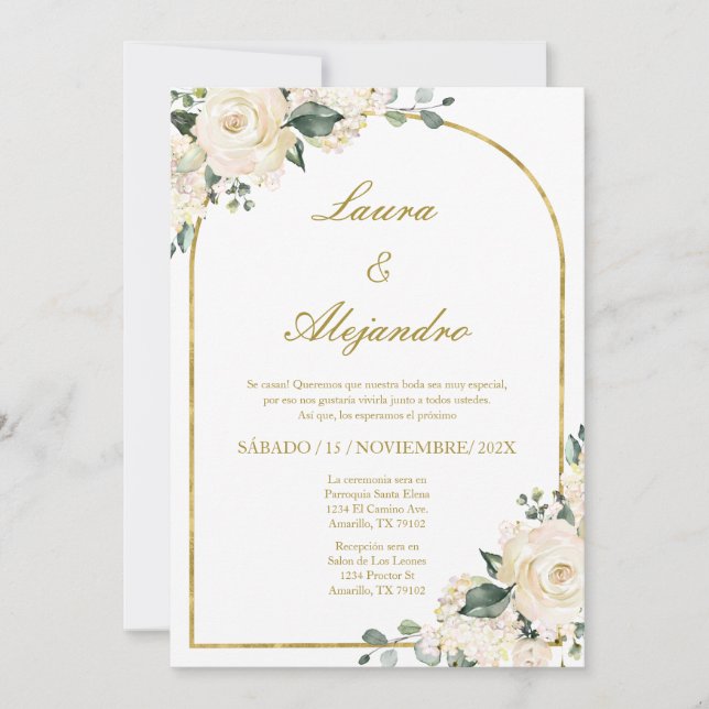 Bouquet floral Invitation de mariage en espagnol (Devant)