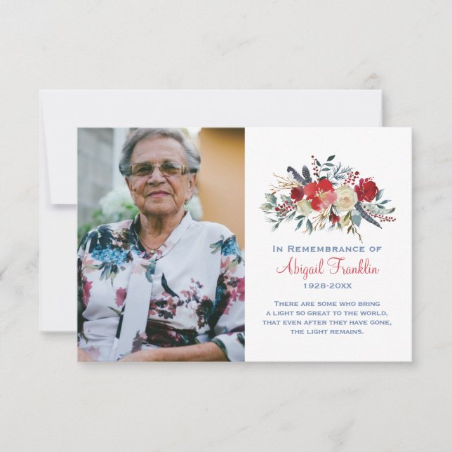 Bouquet floral rouge en souvenir de la carte commé (Devant)