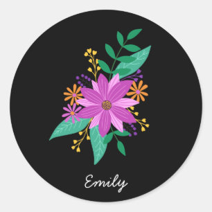 Bouquet floral Sticker rond personnalisé