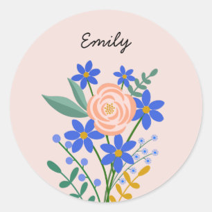 Bouquet floral Sticker rond personnalisé